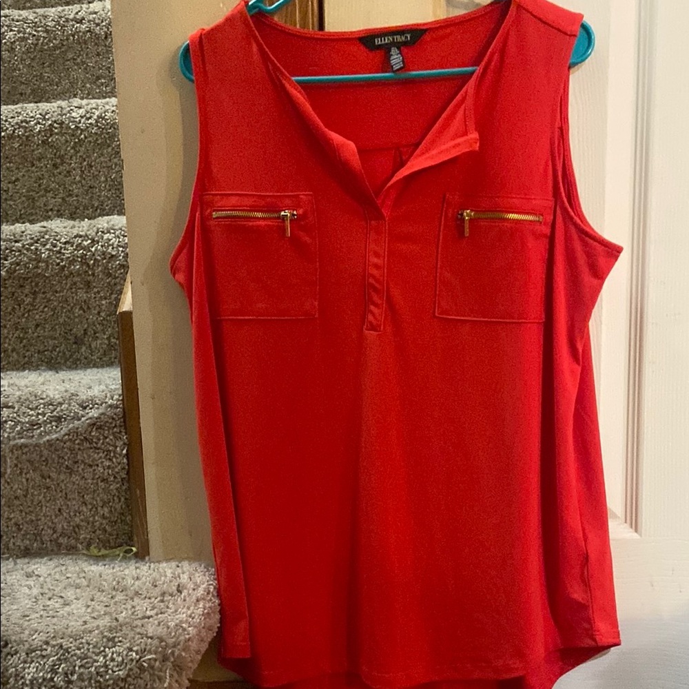 Ellen Tracy Women's Red Sleeveless Top